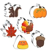 FUSOTO 6PCS Thanksgiving Cookie Cutters Set, Holiday Cookie Cutter Thanksgiving Shapes for Baking...