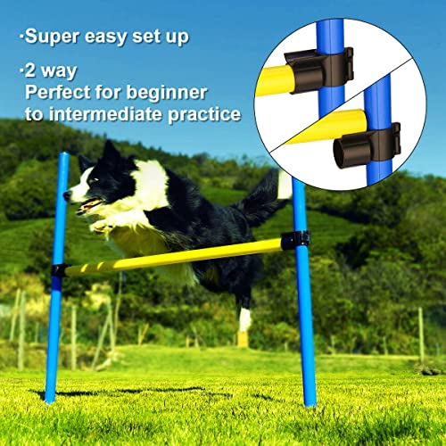 Sowsun Dog Agility Training Equipment, Dog Obstacle Course Includes Dog Jump Hurdle, Dog Tunnel, Pause Box, Weave Poles With 2 Carry Bags, Pet Jumping Starter Kit For Jumping Practice #TOP2