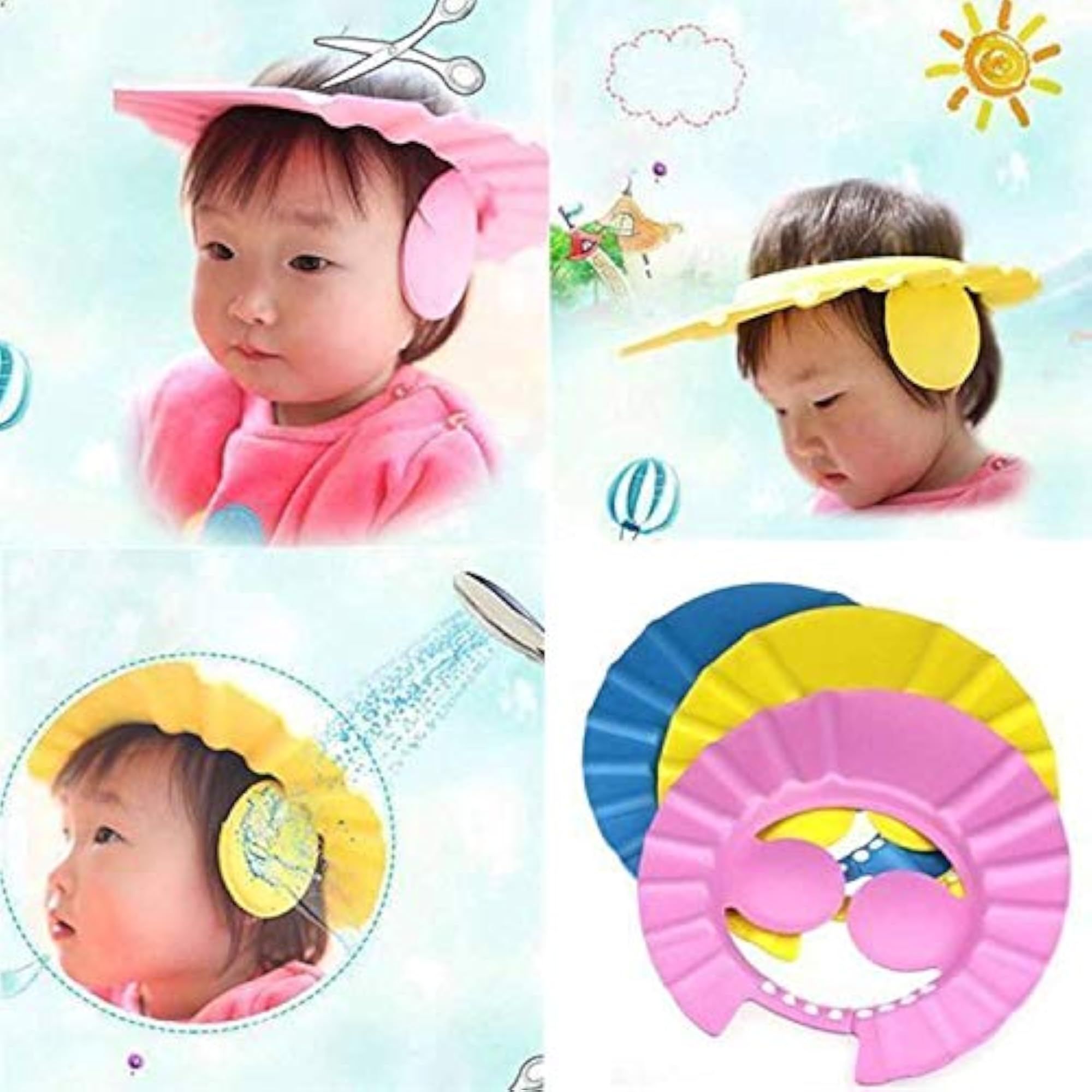 Adjustable Baby Bath Shower Cap, Soft Material