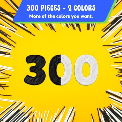 Image of Toy Tree | 3Doodler Start+ Pen Refills | 300 Pack | Black & White | 2.5mm x 6 inch PCL Filament | 150 of each | Low temperature & safe for kids | Only compatible with the 3Doodler Start