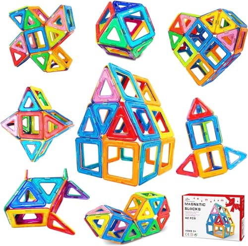 Jasonwell Magnetic Tiles Building Blocks Set for Boys Girls Preschool Educationa