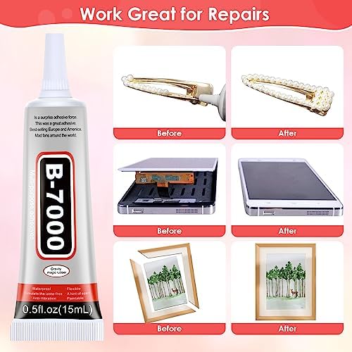 5 PCS 15 ML B7000 Fabric Super Glue, Transparent B-7000 Glue Rhinestone Gems Glue Flexible Adhesive for Crafts Jewelry Making Phone Repair Nail Art Glass Shoes Charms - 4