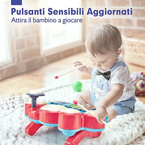 hahaland-5-in-1-Pianoforte-per-Bambino-1-Anno-Tastiera-Pianoforte-e-Tamburo-Xilofono-Strumenti-Musicali-Giochi-per-Bambini-1-2-3-Anni-Regalo-Regali