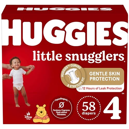 Image of Huggies Size 4 Diapers, Little Snugglers Baby Diapers, Size 4 (22-37 lbs), 58 Count