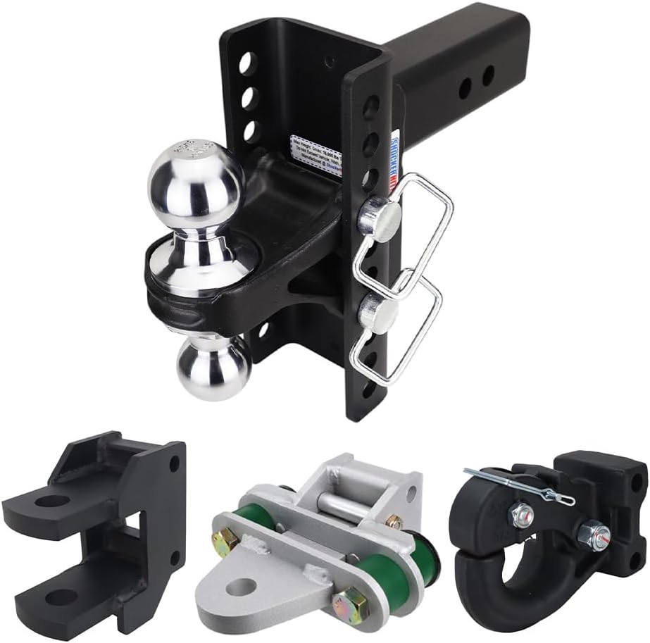Shocker XR Series Adjustable Hitch Deluxe Farm Mount Towing Kit - Fits 2-1/2" Hitch 10 Hole - Has Chrome 2 & 2-5/16" Balls, Pintle, Drawbar & Clevis