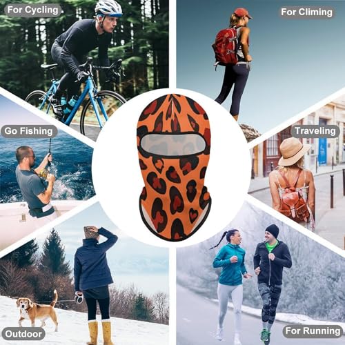 Balaclava para Hombre y Mujer con diseño Leopardo Marrón, cubre rostro completo para ciclismo miniatura 6