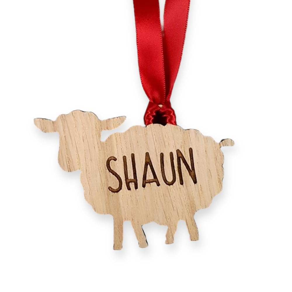 Personalised Animal Bauble - Sheep: Wooden Christmas Tree Decoration Bauble