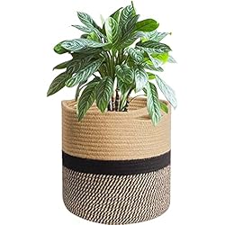 Maceteros Medianos KMERCE Cesta para Plantas, macetas de Fibra de algodónc, Cestas Trenzadas Maceta con asa, Macetas para decoración Interior, Cesta Plegable de Almacenamiento para el hogar, diámetro de 20 cm