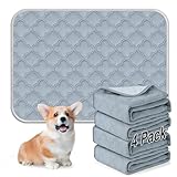 FunFurry Washable Pee Pads for Dogs - 4 Pack Reusable Pee Pads，Waterproof Puppy Pads，Pet Training Pads，Super Absorbent with Dog Paw Shape Non-Slip Backing (Light Grey, 18" X 24" - 4 Pack)