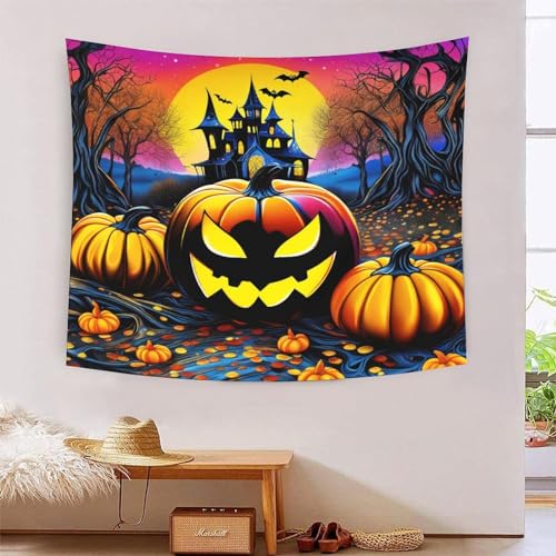 Tapisserie murale Halloween citrouille YZZBCDTL en polyester doux poster déco lit