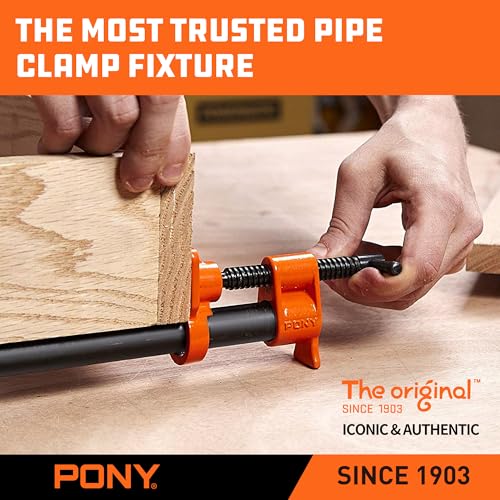 Image of PONY ORIGINAL 2-Pack 52 Wood Gluing Pipe Clamp Fixture for 1 /2 Inch Black Pipe