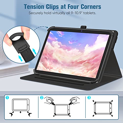Fintie Universal Rotating Case For 9 10 10.1 Inch Tablet - 360 Degree Rotating Smart Protective Stand Cover With Pocket Compatible With 9" - 10.9" Touchscreen Tablet (Black) #TOP2