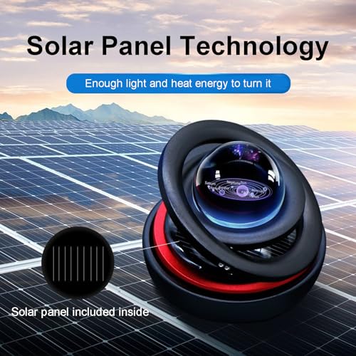 Image of Car Diffuser Solar Energy, Crystal Ball Solar Rotating Aromatherapy for Car Interior, Family, Vehicle, Vacation (Gold)
