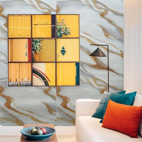 Image of VOLITO Self Adhesive Marble Wallpaper Kitchen Wallpaper Oil Proof & Waterproof Wallpaper for Cabinet Makeover, Almirah, Plastic & Tabletop, Wardrobe (60x200cm) (V-New White Waves)