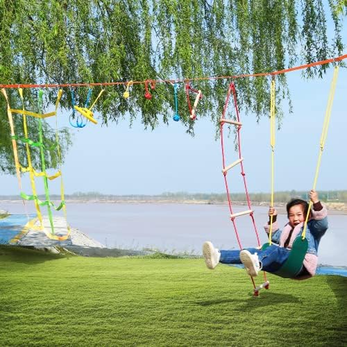 XINSHUNCAN Ninja Warrior Obstacle Course for Kids Obstacle Course Monkey Bars for Backyard Kids Climbing Toys 8 Pieces