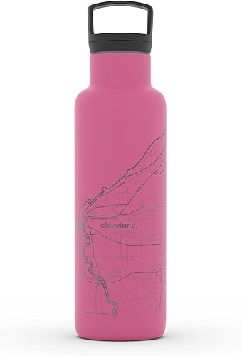 Miniatura 121 de Well Told Botella de agua aislada con mapa de Washington DC grabado, botella de acero inoxidable grabada (21 onzas, blanco) botella aislada de mapa