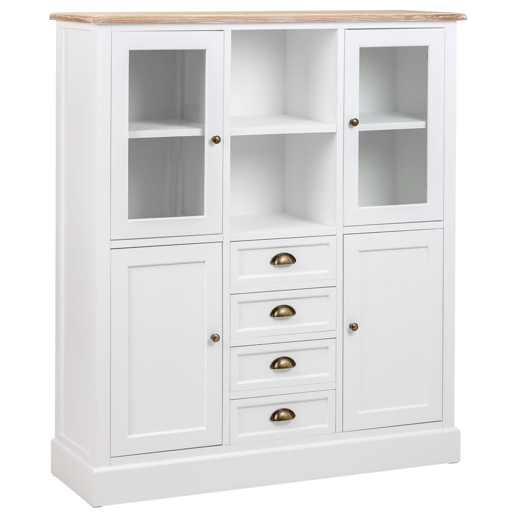 WANDERLUST DECO Vitrina de Madera Blanca 115x35x130.5