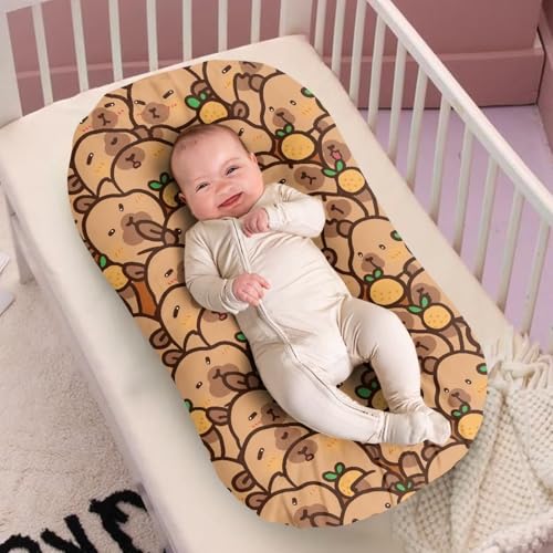 Image of ZOUTAIRONG Soft Bassinet Sheets Capybaras Pattern Comfy Polyester Cradle Sheets for Baby Boys Girls Universal Fit for Most Cradle and Bassinet Mattress