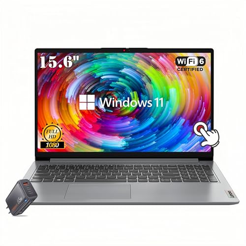 Image of Lenovo IdeaPad 15.6 inch FHD 1080p Touch Laptop - Intel Core i3-1215U - 24GB RAM - 1TB PCIe SSD - Wi-Fi 6 - Webcam - Cloud Gray - Windows 11 Home - Extra GaN Charger