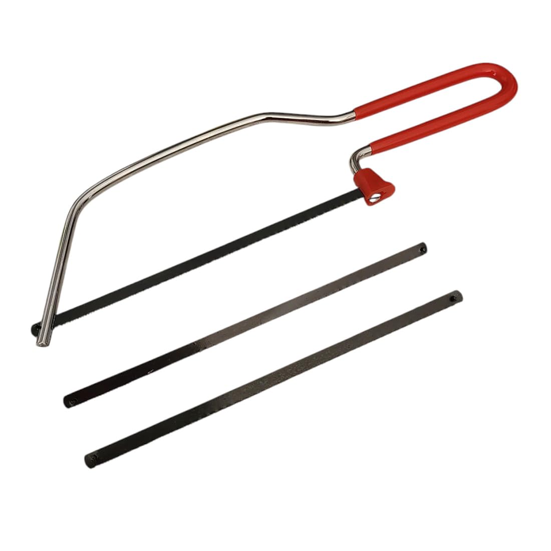 FAST WORLD SHOPPING Manual Bow Saw with 3 Replacement Blades 155mm Multi-purpose Saw with Non-Slip Handle for Cutting Wood, Metal, Plastic and Drywall