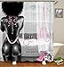 4PCS African American Black Girl Shower Curtain Set, Pink Eiffel Tower Sexy Black Woman Afro Girl Black and White Fashion Glam Modern Bathroom Decor, Non-Slip Bath Mat, Inspirational Gifts for Women