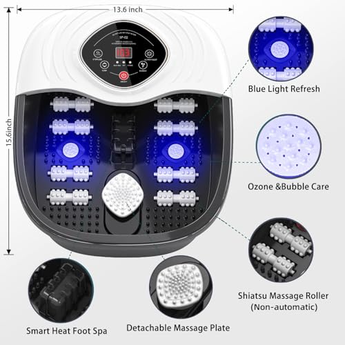 Image of closewave Foot Spa Bath Massager with Heat, UV Ozone & Oxygen Bubbles,Shiatsu Rollers Epsom Salt Temperature Control, Relieves Stress and Feet Pain - Home Pedicure Soaking Tub Gift for Women /Men