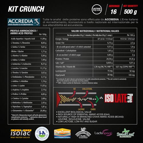 Tsunami Nutrition Isolate Pure Professional, Proteine Isolate Del Siero Del Latte, Senza Glutine, Senza Lattosio, Con Digezyme E Lactospore (500G, Kit Crunch) - 4