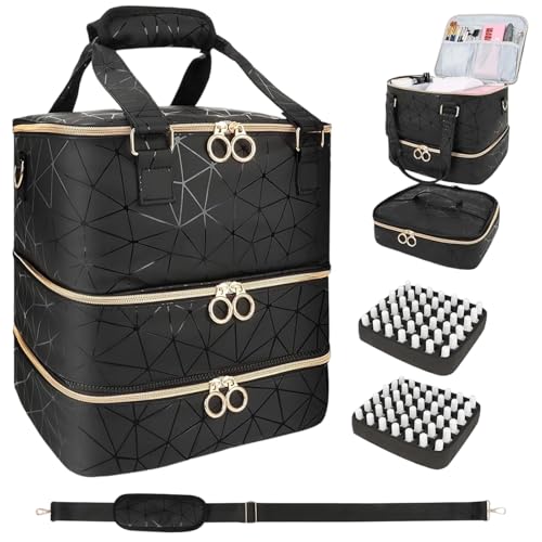 Organizador Esmaltes de Uñas,3 Niveles Esmaltes Bolsa de Uñas, para 84 Botellas Y Una Lámpara De Uñas,Maleta de Esmalte de uñas,con Correa para el Hombro Organizador Esmaltes de Uñas,3 Niveles Esmaltes Bolsa de Uñas, para 84 Botellas Y Una Lámpara De Uñas,Maleta de Esmalte de uñas,con Correa para el Hombro