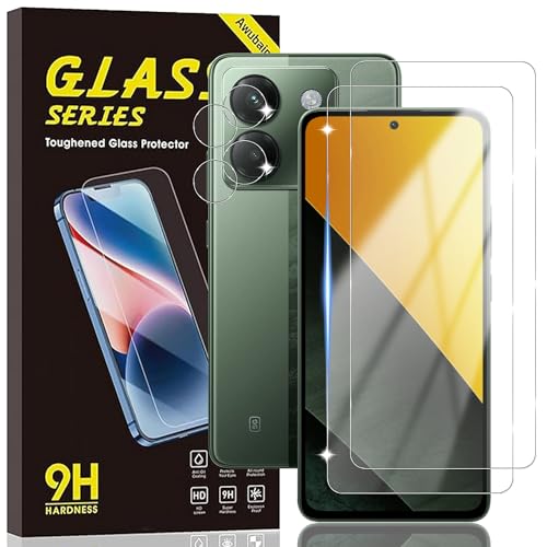 Awubaige For Xiaomi Poco M7 Pro �p�� �K���X�t�C���� (�Q������)+�J�����t�B����(�Q������) For �|�R �G�� �Z�u�� �v�� �t�@�C�u�W�[ �p�� �t�B���� ���{�����Ɏq�̗p �ی�t�B���� ������ ���ϋv ������ �����^ 