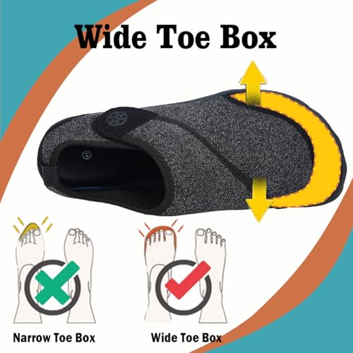 Sisttke Men's Women's Wide Diabetic Shoes Barefoot House Slippers Arthritis Edema Swollen Feet Adjustable Walking Shoes Closed Toe Lightweight Breathable with Arch Support for Indoor Outdoor Black2