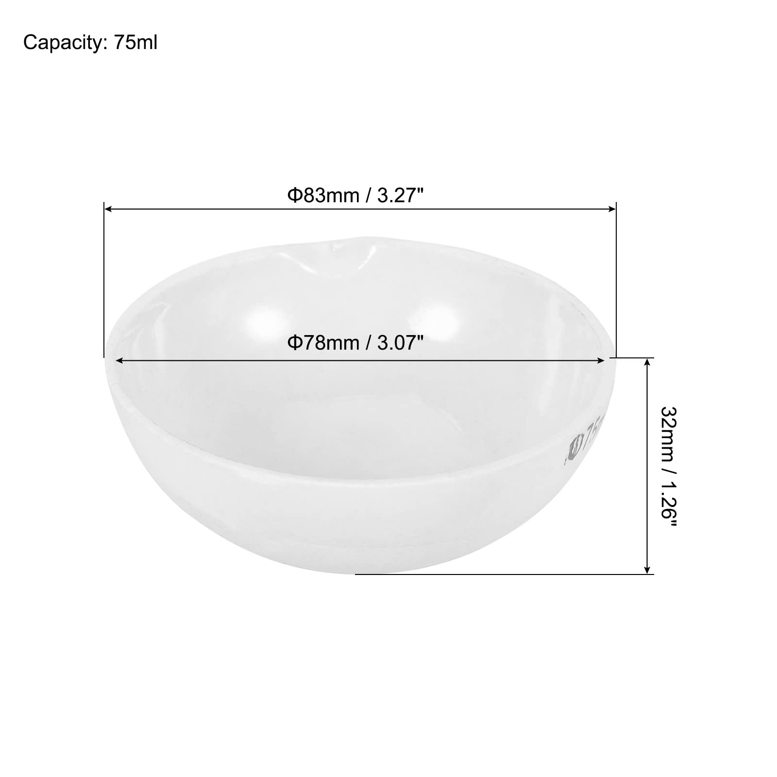 PATIKIL 75ml Piatto Crogiolo Porcellana Vaschetta Evaporazione Ceramica Vaso Tazza per Fondere Squagliare Raffinare