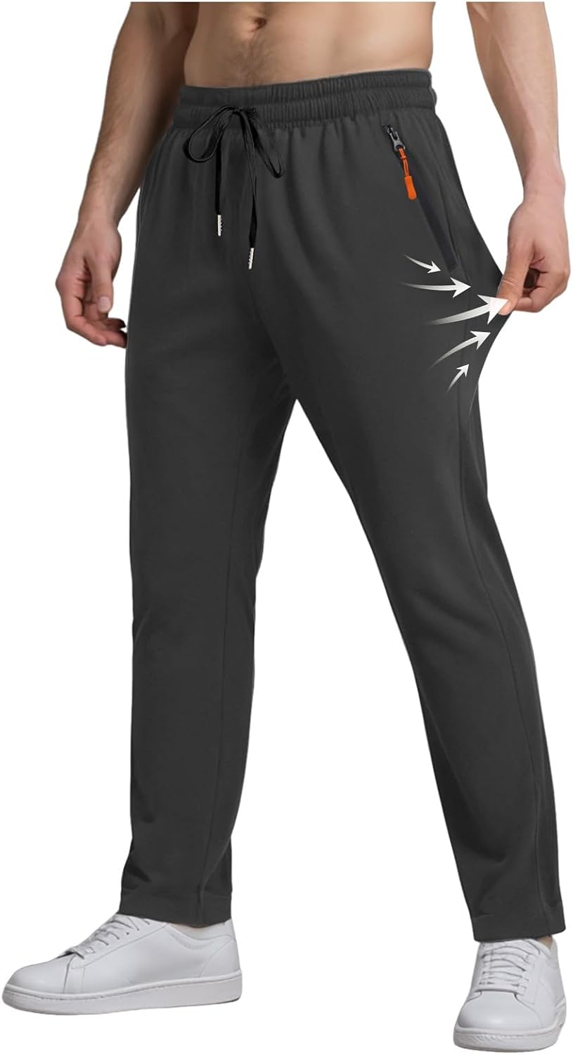 Straight Leg Wide Leg Sweatpants for Men Baggy Fleece Zipper Open Bottom Joggers Yoga Cozy Loose Loose Fitting Casual