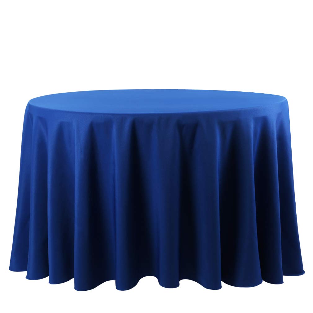 Royal Blue 132 Inch Round Tablecloth, Washable Polyester Table Cover, for Wedding, Restaurant, Party & More