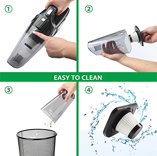BYGD 4-in-1 Portable Car Vacuum Cleaner High Power 120W/5500Pa, DC 12V 14.8FT Corded Handheld Vacuum with Tire Inflator with LCD Display and LED Light, Dry/Wet for Men/Women - Thumbnail 3