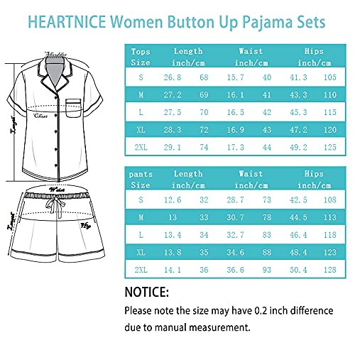 Image of HEARTNICE Pajamas for Women, Button Down Pajama Shorts Set Summer Solid Pjs Sets