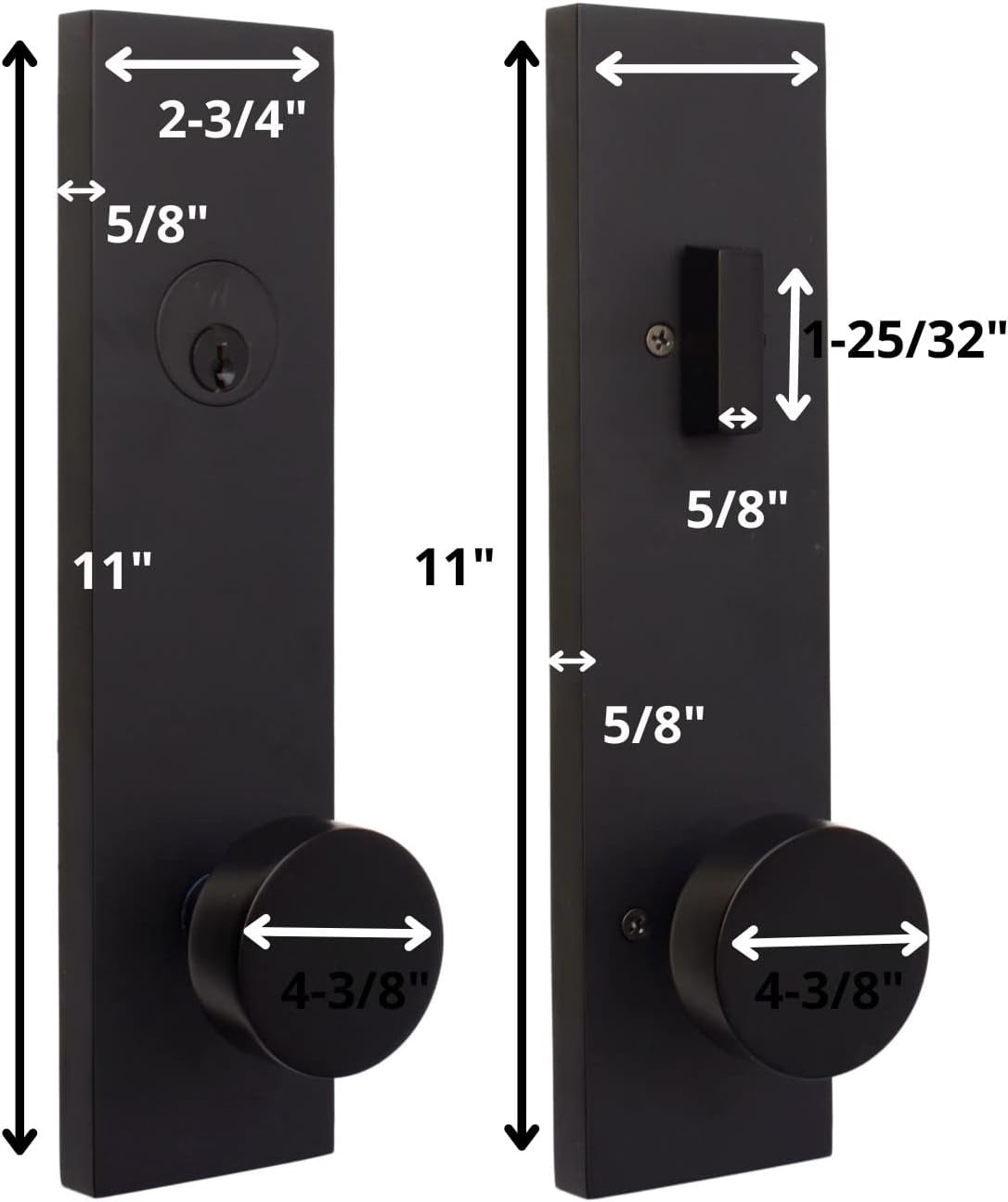Weslock 066214242SL2D Addy Entry Handle with Mesa Knob (Keyed Handleset, Matte Black) Complete Set