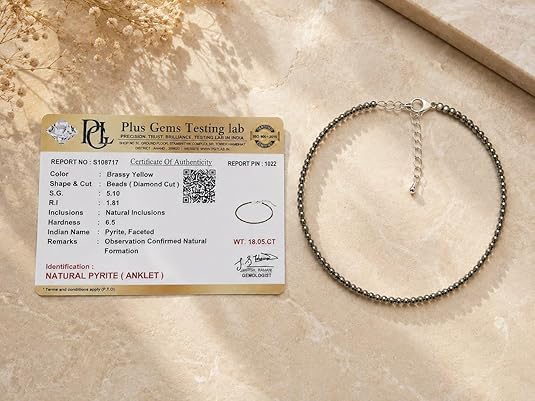 Raw Pyrite Anklet for Women, Natural Healing Crystal, Stone of Money, Protection and Power, Spiritual Jewellery, Easy Hook Clasp image 2