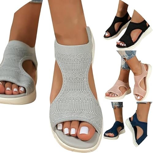 POIUIYQA Sandales Femme été confortable Orthopédique Bout Ouvert Chaussures Antidérapant Respirantes DéContractéEs Sandales de plage Leger Boho Platform Sandals Mode été Femme
