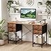 DUMOS Computer Desk 47 Inch with 4 Drawers Home Office Table with Mesh Shelf for Work Study Writing Gaming Storage Furniture for Bedroom, Rustic Brown