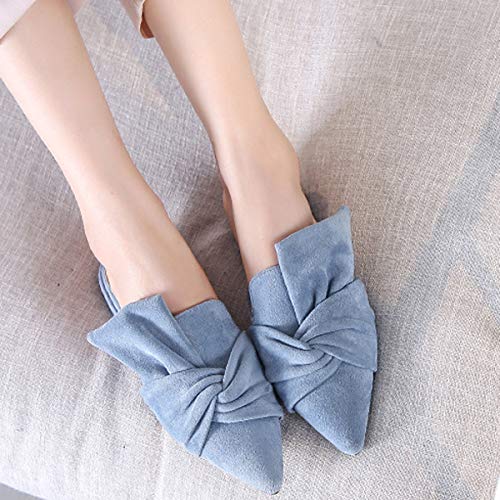 Vfdb Women's Bowtie Mule Slippers Summer Pointy Toe Loafers Slip On Flat Shoes Blue Us 9 #TOP5