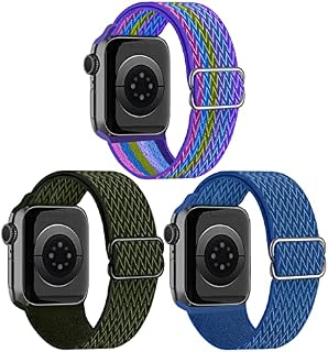 chinbersky 5 Pack Solo Loop Straps Compatible with Apple Watch Straps 38mm 40mm 41mm for Women Men, Adjustable Elastic Stretchy Nylon Sport Replacement Band for iWatch Series 8 7 6 5 4 3 2 1 SE
