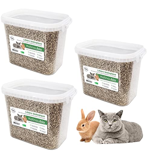 Litière pour Chat Bio Végétale | Lot de 3 x 8 litres | Compostable Biodégradable Certifiée AB | sans poussière Ultra absorbante - Kalinou Cover