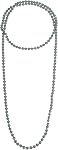 MECCANIXITY Long Pearl Necklace, Faux Pearls Strand for Women, 1920s Flapper Style Vintage Long Layered Beaded Necklace Costume