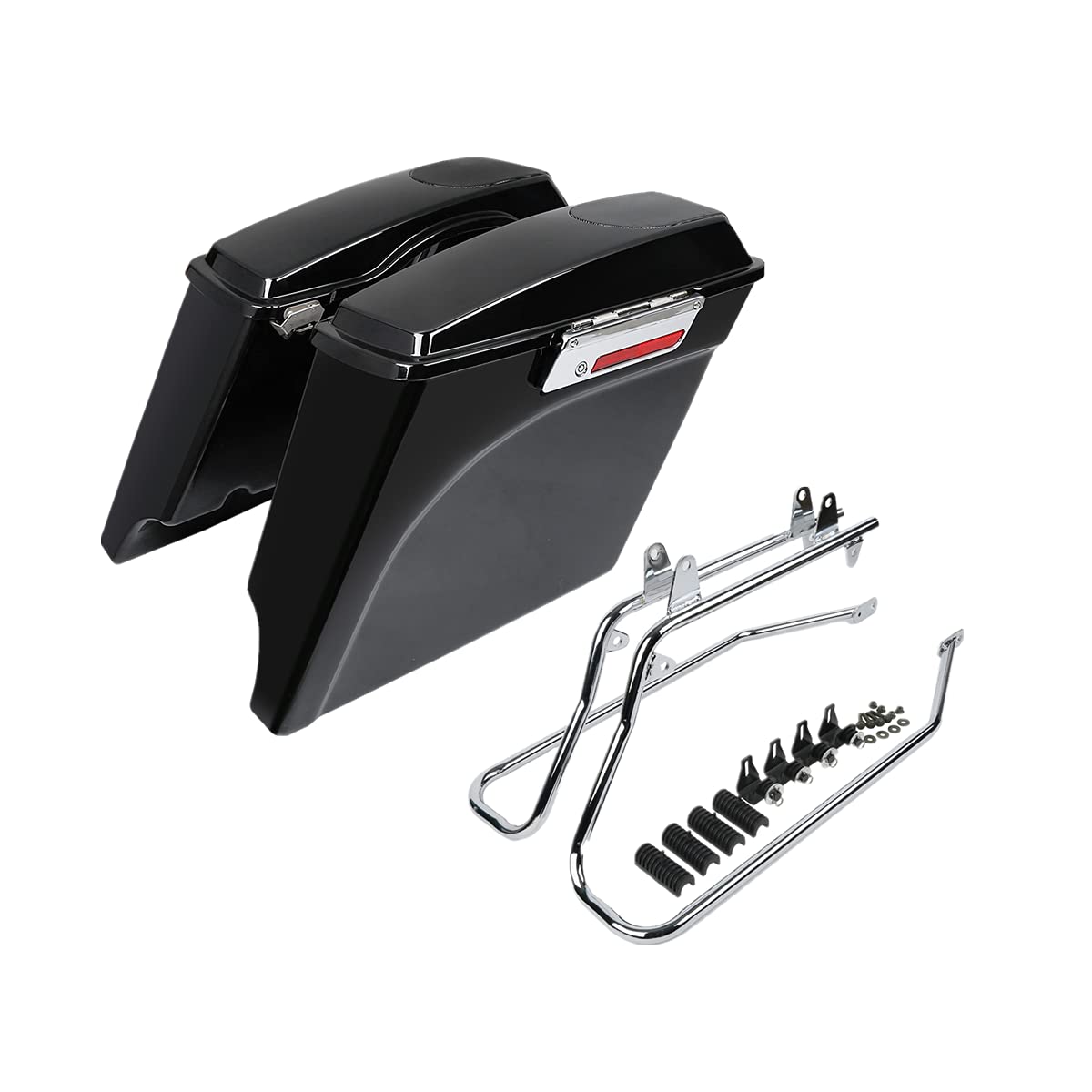 TCMT 5" Stretched Extended Hard Saddle Bags W/Conversion Brackets Fit For Harley Softail Heritage Deluxe Models 1984-2017