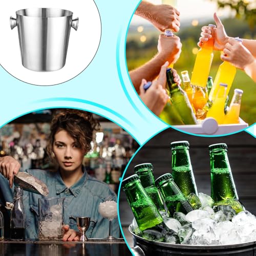 Jubilofex Cubitera de acero inoxidable, recipiente aislante, 2 litros, recipiente aislante, enfriador de bebidas con asa, para bebidas, cerveza, vino, champán, cócteles, bares, fiestas, exteriores - imagen 4