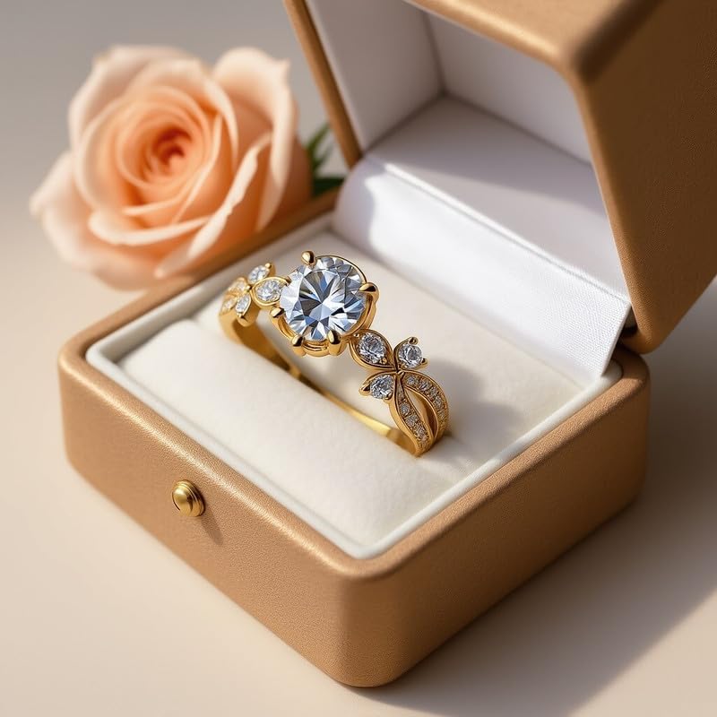 Customized and Personalized Flower-Shape Birthstone Ring Name Engraved 925 Sterling Silver/10K/14K/18K Gold Promise Anniversary Engraved Ring For Women