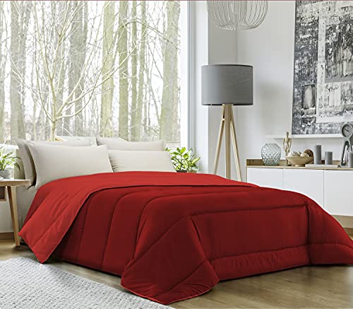 Banzaii Trapunta Invernale, calda e morbida – Piumone da 350 gr/mq - Microfibra manopesca – Traspirante, Anallergica – Prodotta in Italia – Matrimoniale 260x260 cm Bordeaux/Rosso