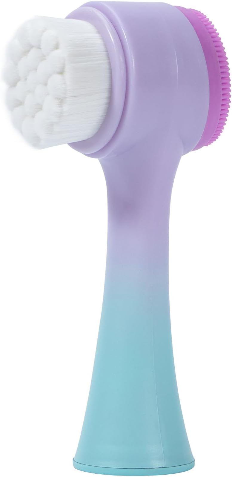 Face Brush 2 in 1, Silicone Facial Cleansing Exfoliating Brush Soft Bristles Pore Deep Cleansing Manual Dual Face Wash Scrub Brush For Massaging, Makeup Skincare Removal, Gradient Purple