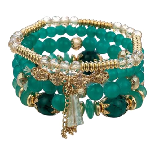 Image of ROYAL NEEDS Fashionable Beaded Multilayer Bracelets for girls and women's. Multicolor flexible crystal Bohemian Stackable Bracelets for women's