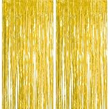 Cortinas de oropel, dorado con purpurina, 1 x 2,5 m, telón de fondo para fiestas y fotos, decoración para cumpleaños, escuela, graduación, despedida de soltera, fiestas de chicas, 2 unidades